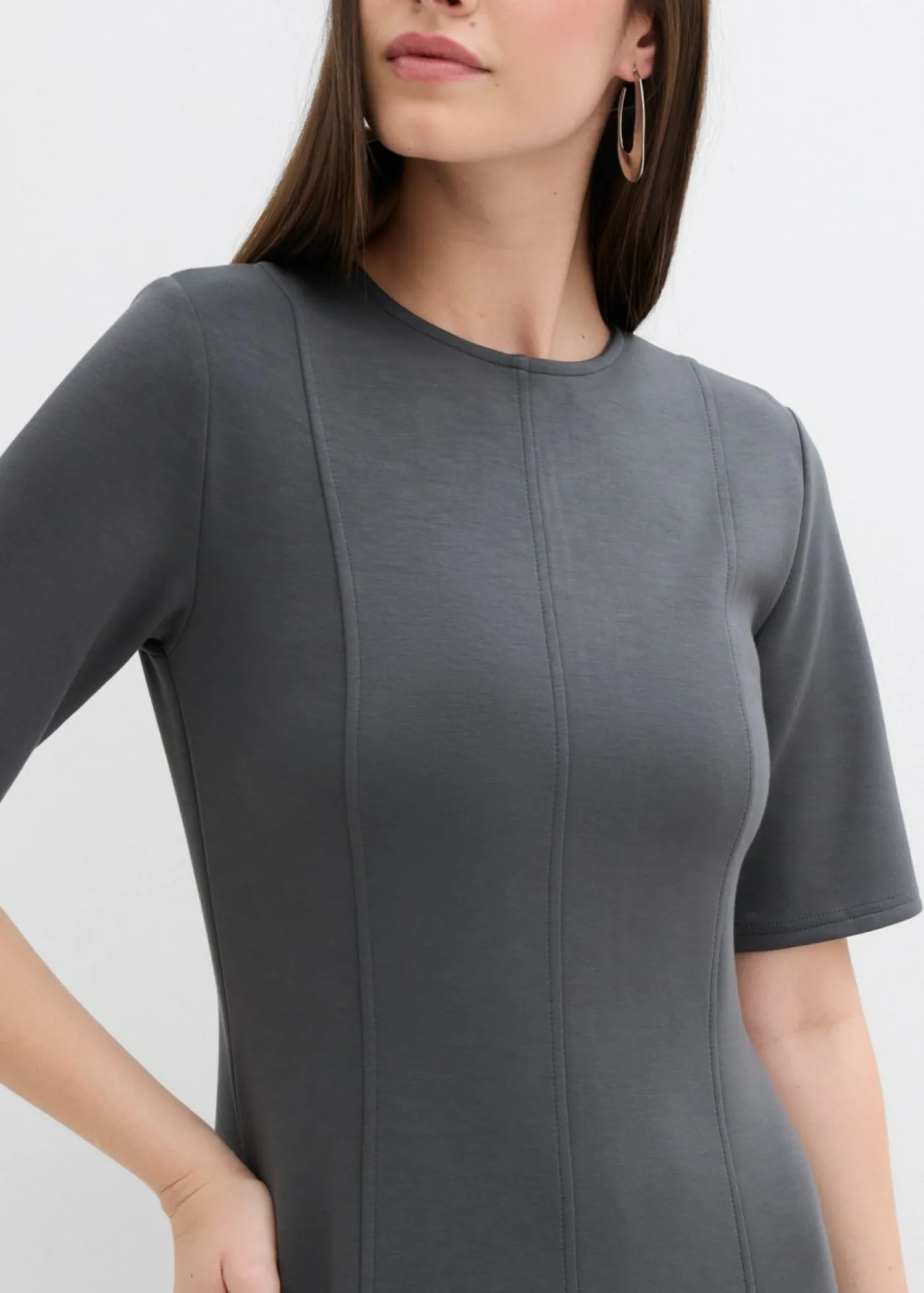 bonprix bonprix Vestido de punto de mezcla de viscosa fluida antracita