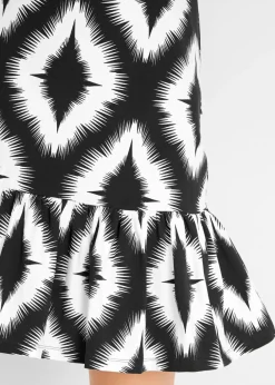 bonprix bonprix Vestido de punto de mezcla de algodón suave Negro con estampado gráfico Sale