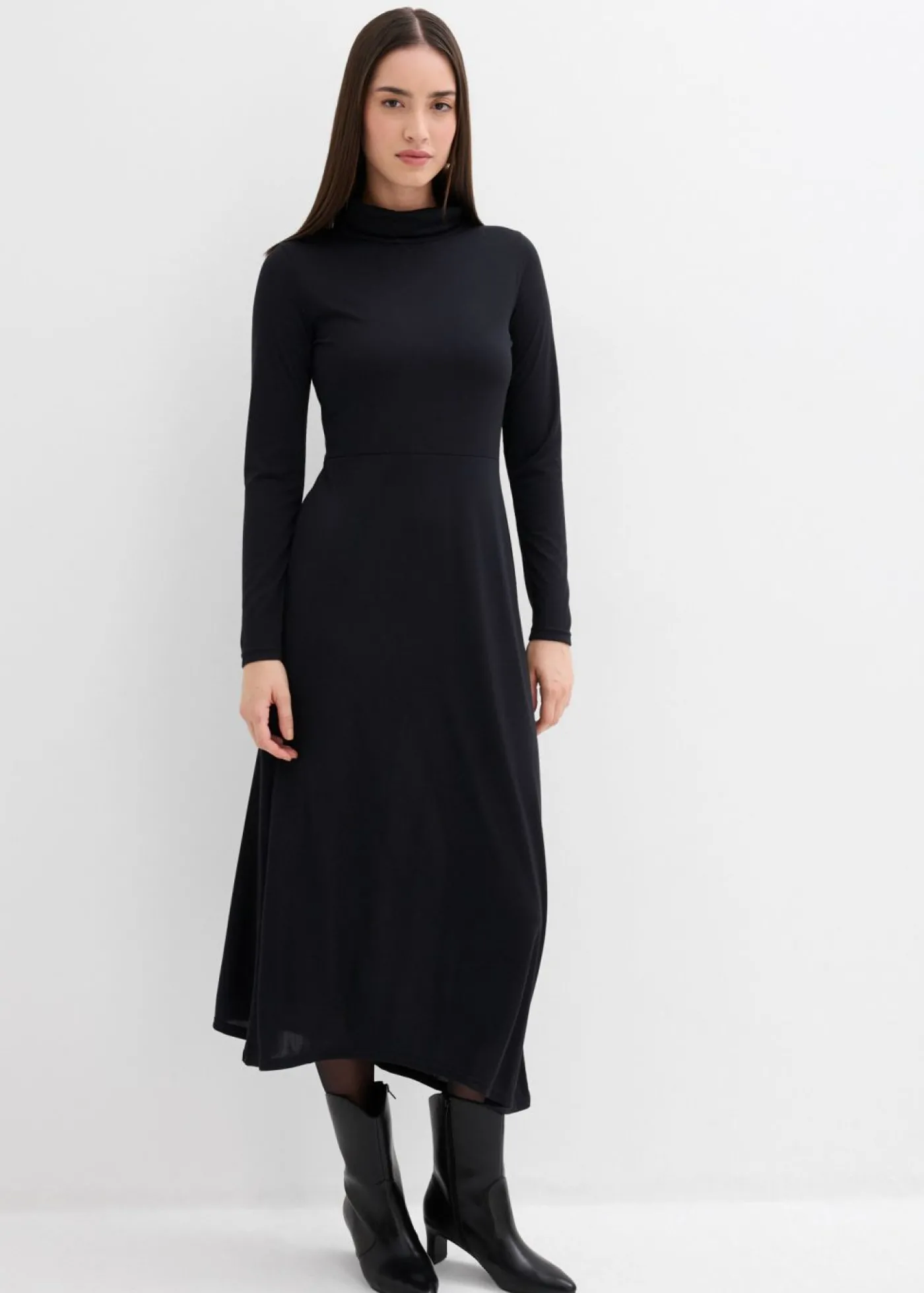 bonprix bonprix Vestido de punto de mezcla de modal suave Negro