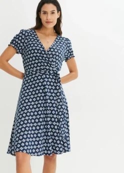bonprix bonprix Vestido de punto de mezcla de viscosa Rojo avellana/blanco estampado Outlet
