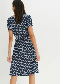 bonprix bonprix Vestido de punto de mezcla de viscosa Rojo avellana/blanco estampado Outlet