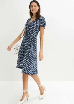 bonprix bonprix Vestido de punto de mezcla de viscosa Rojo avellana/blanco estampado Outlet