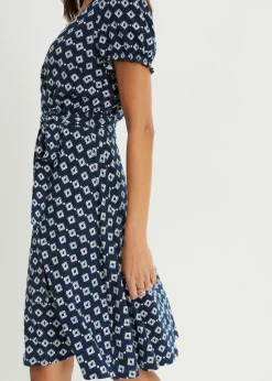 bonprix bonprix Vestido de punto de mezcla de viscosa Rojo avellana/blanco estampado Outlet