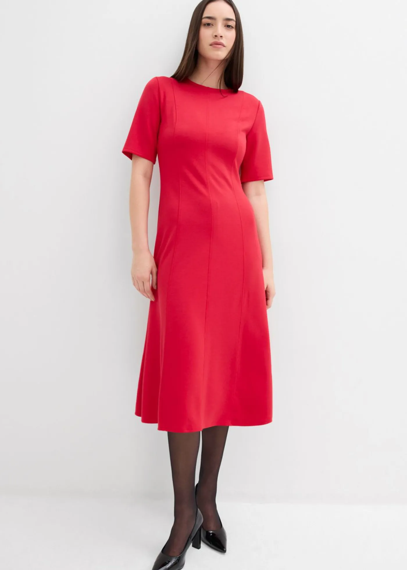 bonprix bonprix Vestido de punto de mezcla de viscosa fluida Rojo Discount