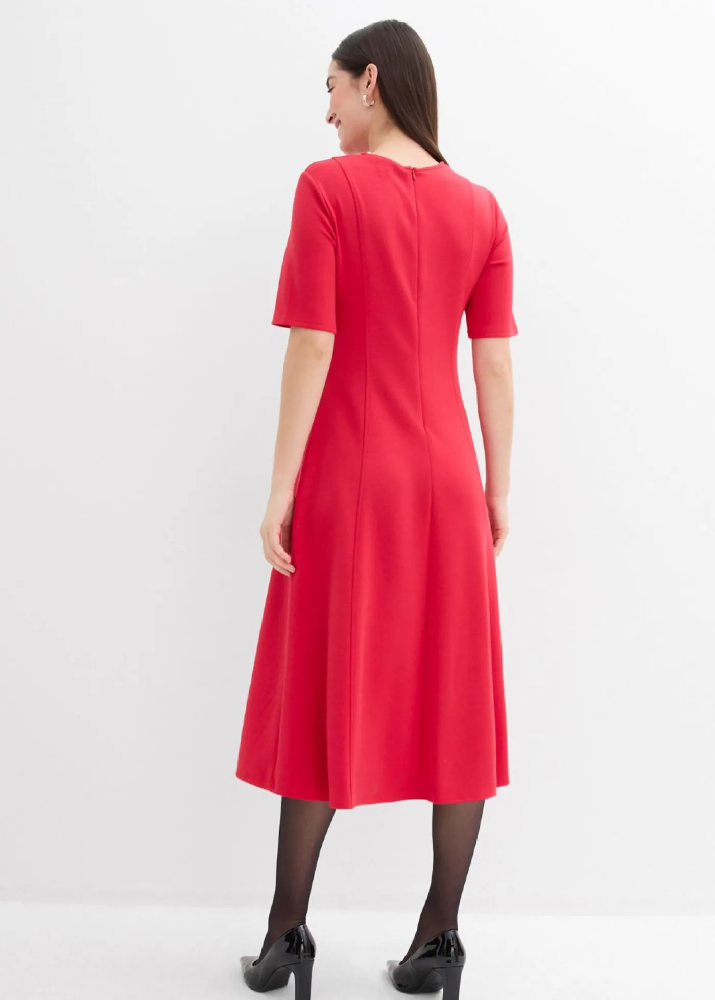 bonprix bonprix Vestido de punto de mezcla de viscosa fluida Rojo Discount