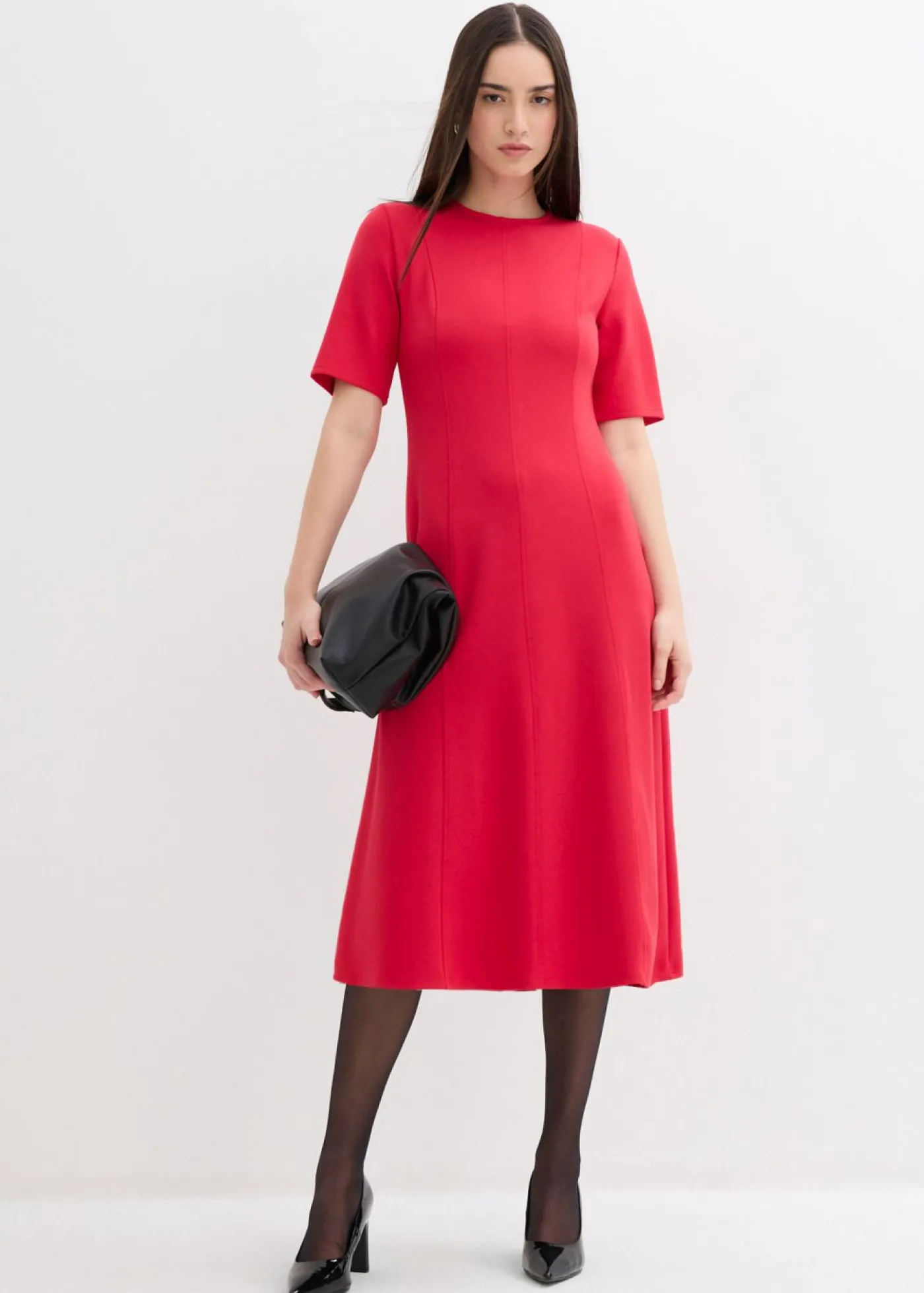 bonprix bonprix Vestido de punto de mezcla de viscosa fluida Rojo Discount