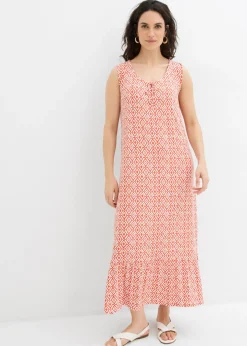 bonprix bonprix Vestido de punto de mezcla de viscosa cayena-blanco lana Clearance