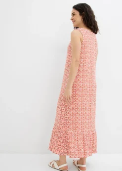 bonprix bonprix Vestido de punto de mezcla de viscosa cayena-blanco lana Clearance