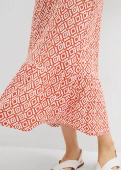 bonprix bonprix Vestido de punto de mezcla de viscosa cayena-blanco lana Clearance