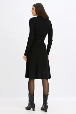 bonprix bonprix Vestido de punto de mezcla de viscosa Negro Outlet