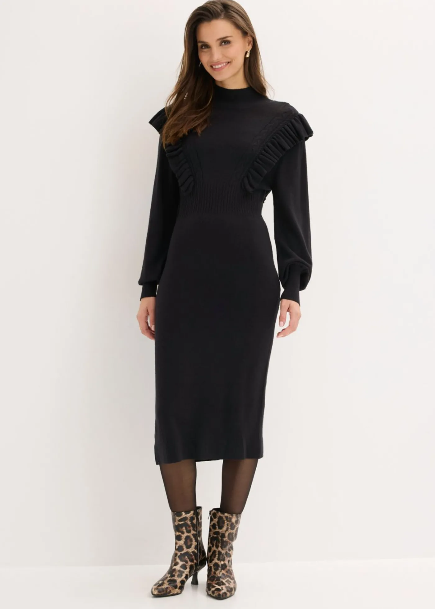 bonprix bonprix Vestido de punto de mezcla de viscosa Negro Sale