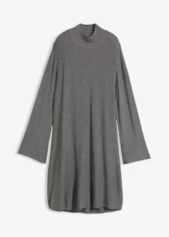 bonprix bonprix Vestido de punto de mezcla de viscosa con línea en A Gris jaspeado Discount