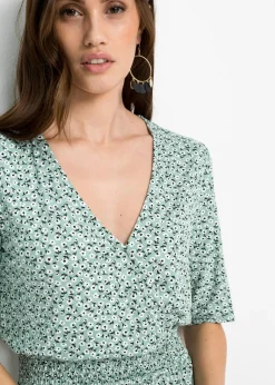 bonprix bonprix Vestido de punto de mezcla de viscosa Verde pastel de flores Clearance