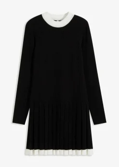 bonprix bonprix Vestido de punto de mezcla de viscosa Negro-blanco Sale