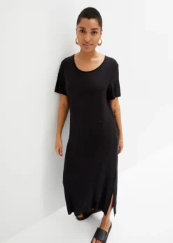 bonprix bonprix Vestido de punto de mezcla de viscosa fluida Negro Discount