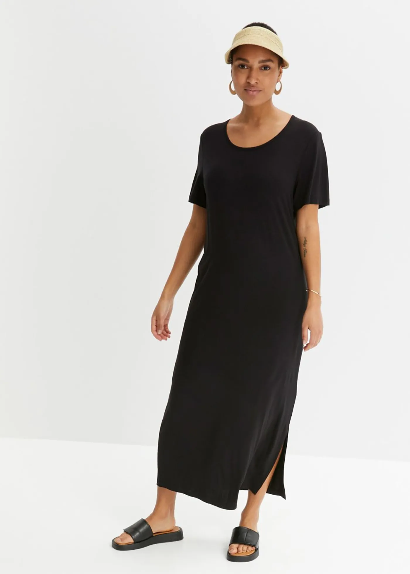 bonprix bonprix Vestido de punto de mezcla de viscosa fluida Negro Discount