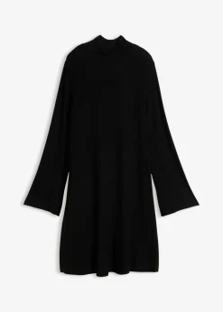 bonprix bonprix Vestido de punto de mezcla de viscosa con línea en A Negro Hot