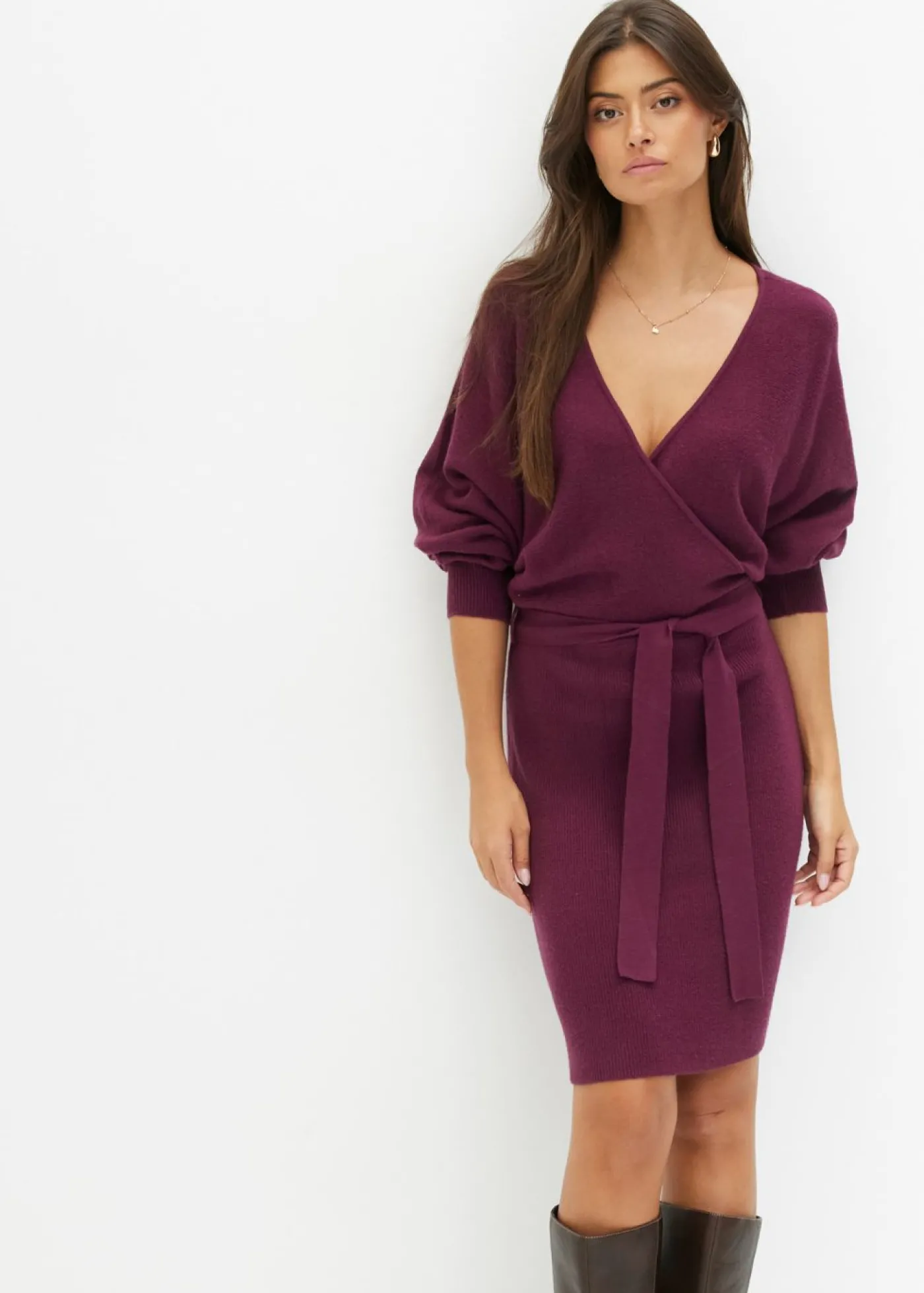 bonprix bonprix Vestido de punto de mezcla de viscosa Berenjena Outlet