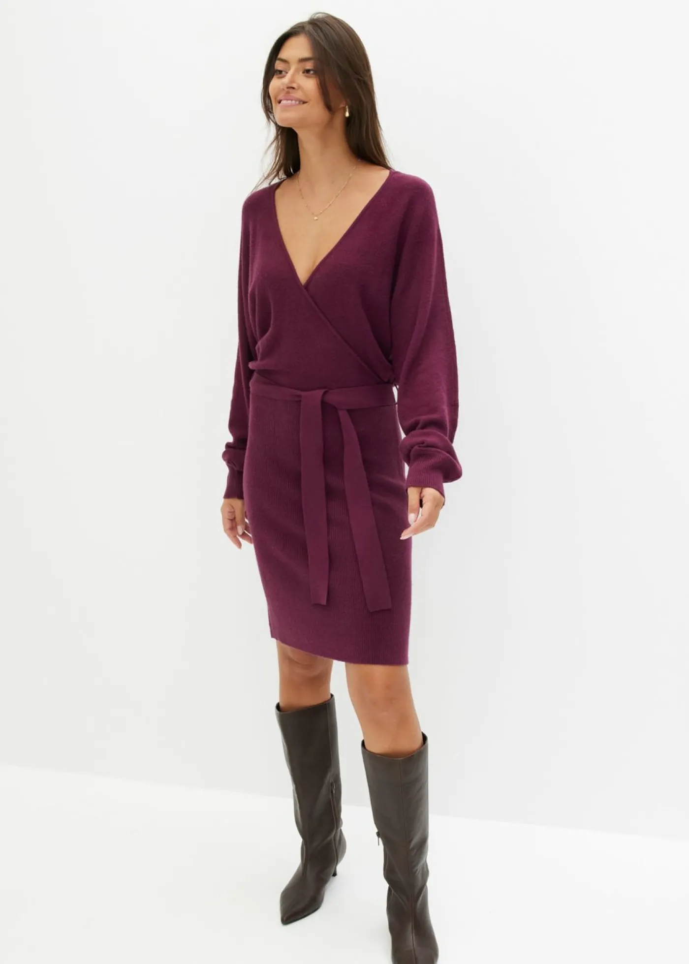 bonprix bonprix Vestido de punto de mezcla de viscosa Berenjena Outlet