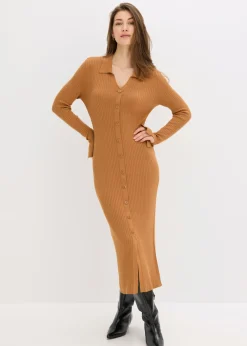 bonprix bonprix Vestido de punto de mezcla de viscosa suave Avellana Online