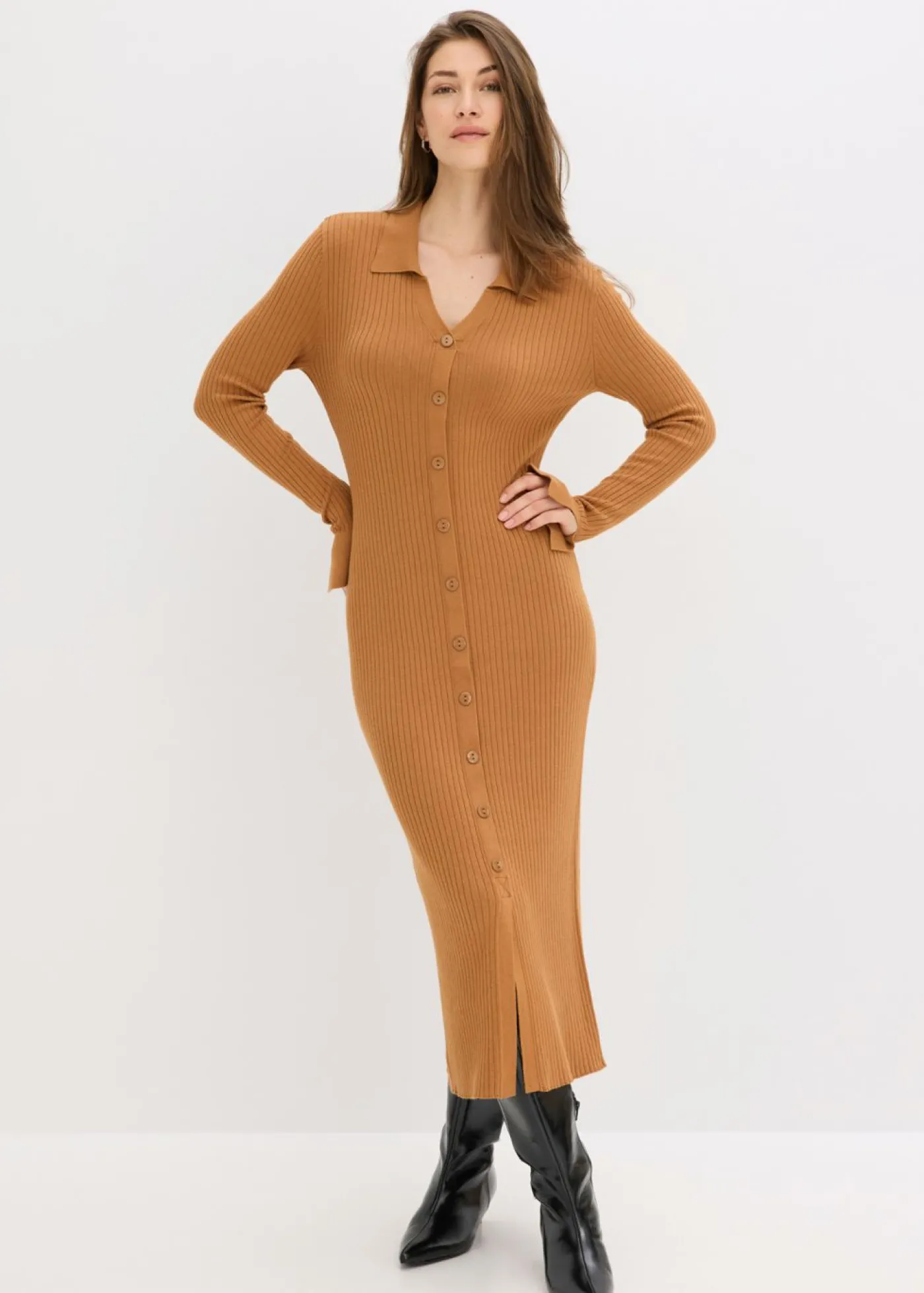 bonprix bonprix Vestido de punto de mezcla de viscosa suave Avellana Online