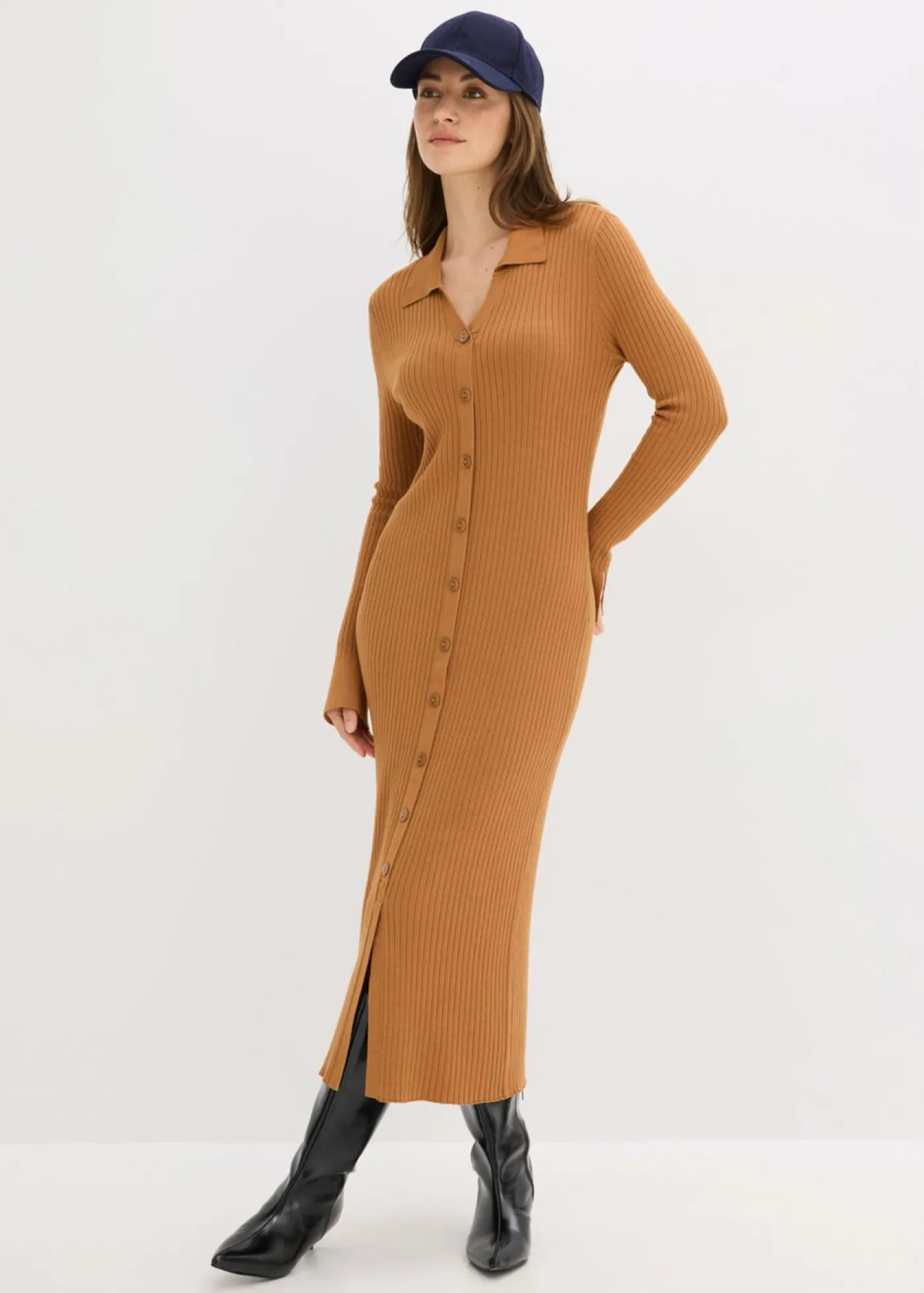 bonprix bonprix Vestido de punto de mezcla de viscosa suave Avellana Online