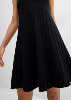 bonprix bonprix Vestido de punto de mezcla de viscosa con línea en A Negro Outlet