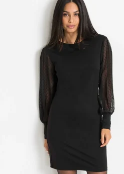 bonprix bonprix Vestido de punto de mezcla de viscosa Negro Outlet