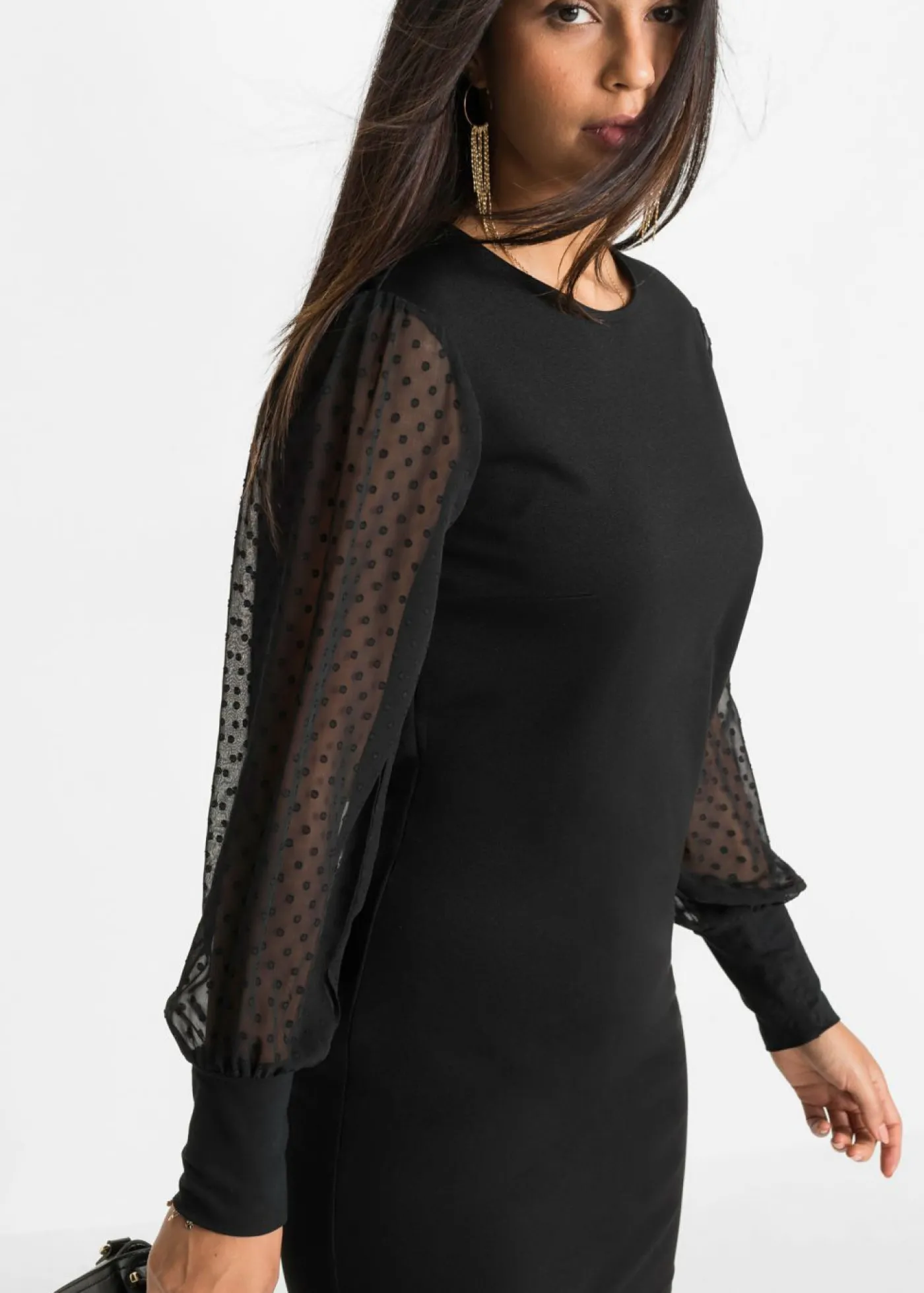 bonprix bonprix Vestido de punto de mezcla de viscosa Negro Outlet