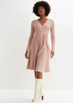 bonprix bonprix Vestido de punto de mezcla de viscosa rosa pálido Outlet