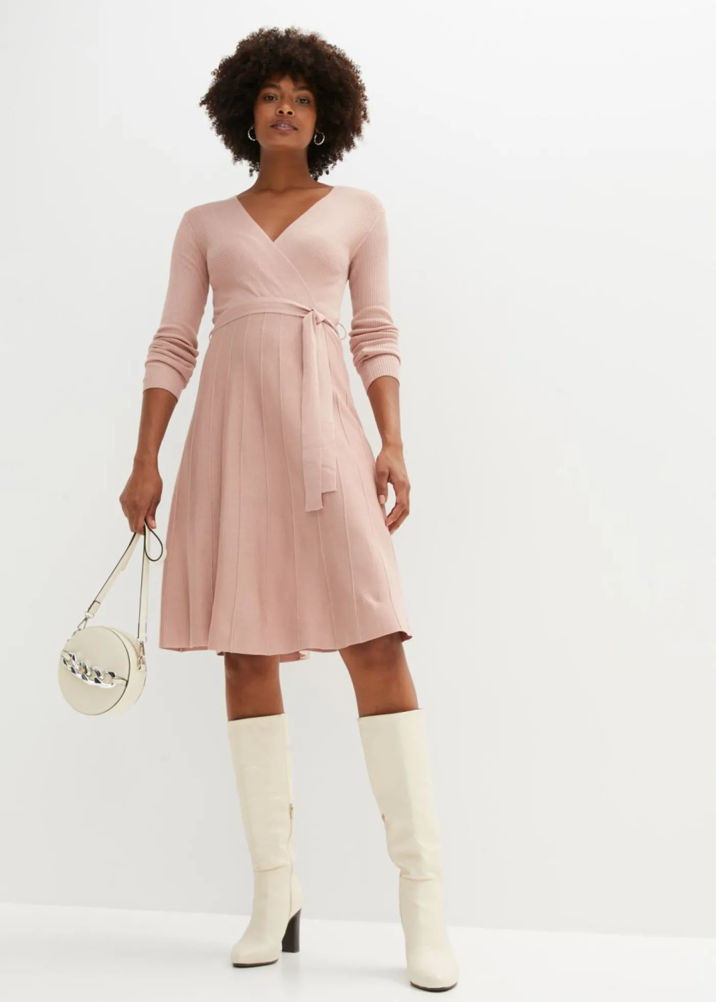bonprix bonprix Vestido de punto de mezcla de viscosa rosa pálido Outlet