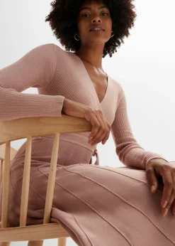 bonprix bonprix Vestido de punto de mezcla de viscosa rosa pálido Outlet