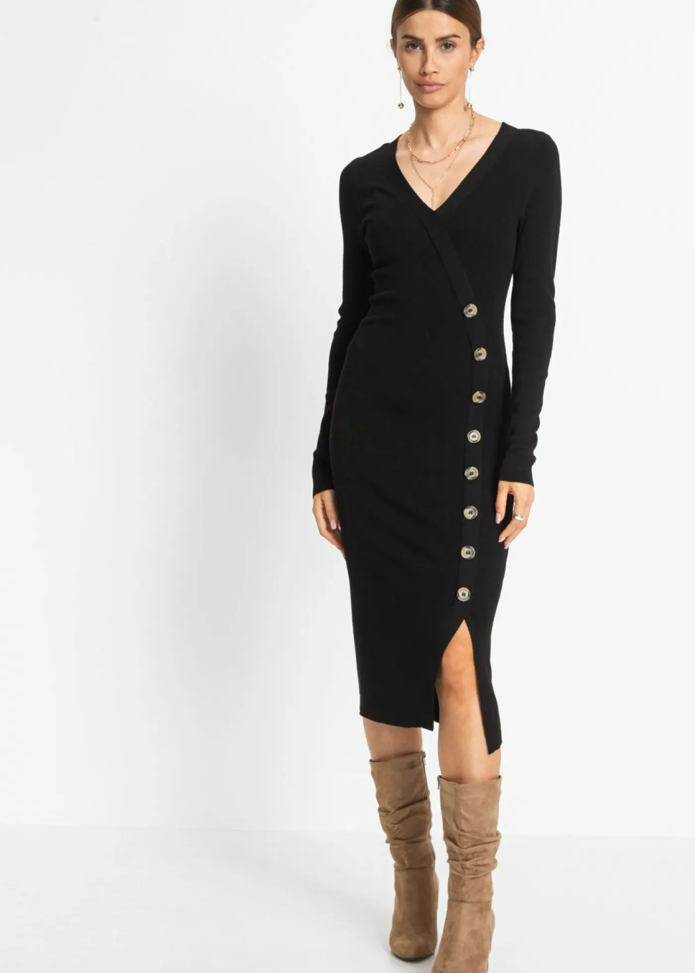 bonprix bonprix Vestido de punto de mezcla de viscosa Negro Sale