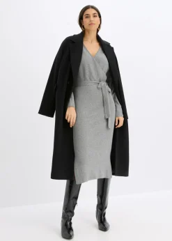bonprix bonprix Vestido de punto de mezcla de viscosa fluida Gris jaspeado