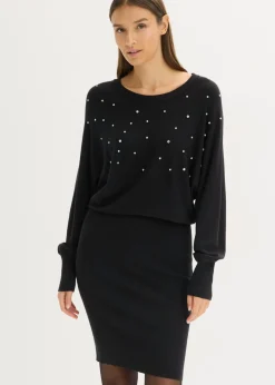 bonprix bonprix Vestido de punto de mezcla de viscosa suave Negro Outlet