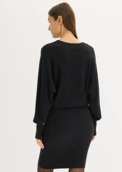 bonprix bonprix Vestido de punto de mezcla de viscosa suave Negro Outlet