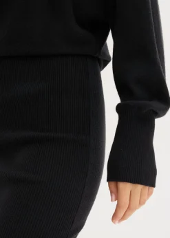 bonprix bonprix Vestido de punto de mezcla de viscosa suave Negro Outlet