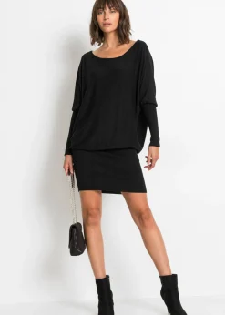 bonprix bonprix Vestido de punto de mezcla de viscosa fluida Negro Clearance