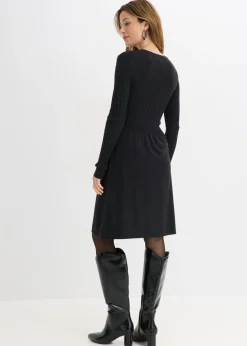 bonprix bonprix Vestido de punto de mezcla de viscosa Negro New
