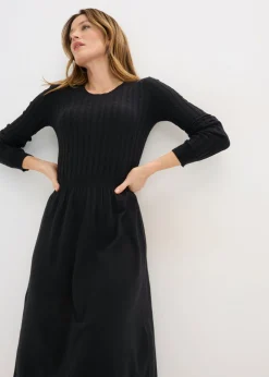 bonprix bonprix Vestido de punto de mezcla de viscosa Negro New