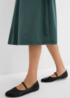 bonprix bonprix Vestido de punto de mezcla de viscosa con escote en V verde sombra Sale