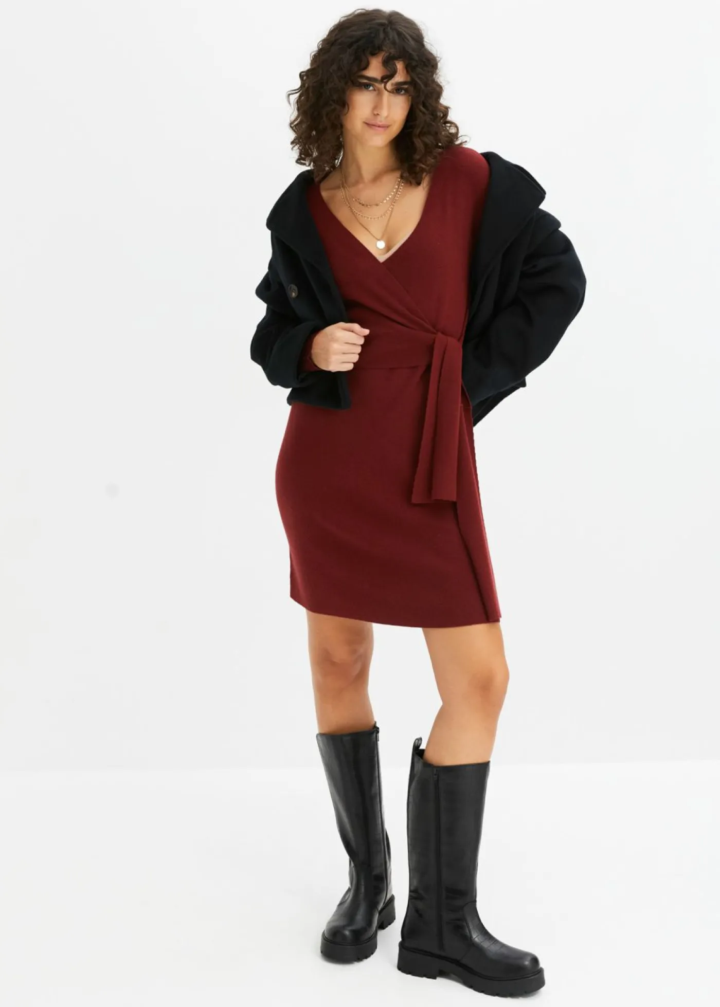 bonprix bonprix Vestido de punto de mezcla de viscosa rojo castaño Online