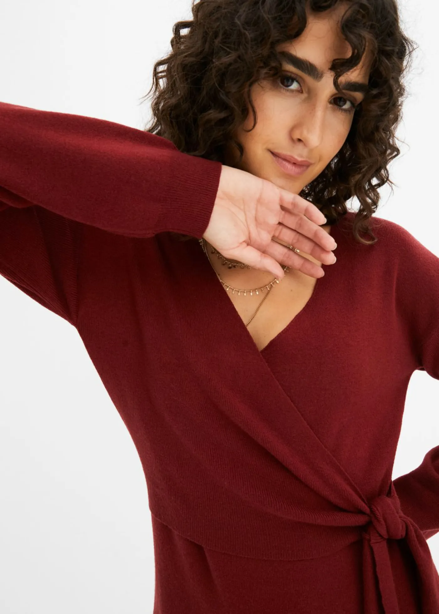bonprix bonprix Vestido de punto de mezcla de viscosa rojo castaño Online