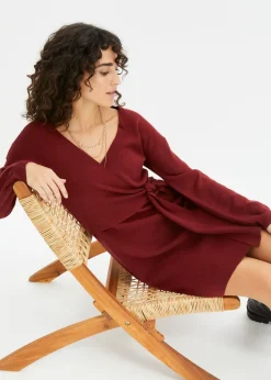 bonprix bonprix Vestido de punto de mezcla de viscosa rojo castaño Online