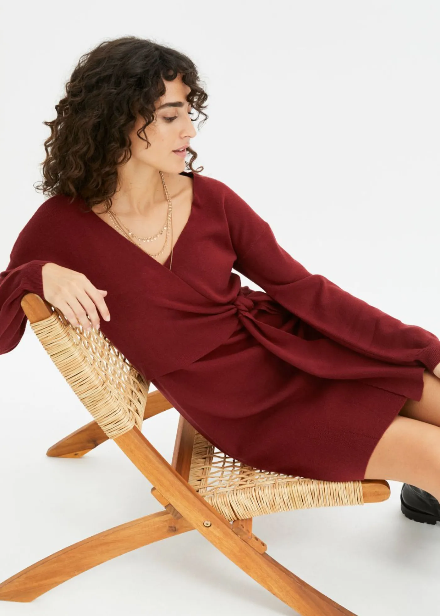 bonprix bonprix Vestido de punto de mezcla de viscosa rojo castaño Online
