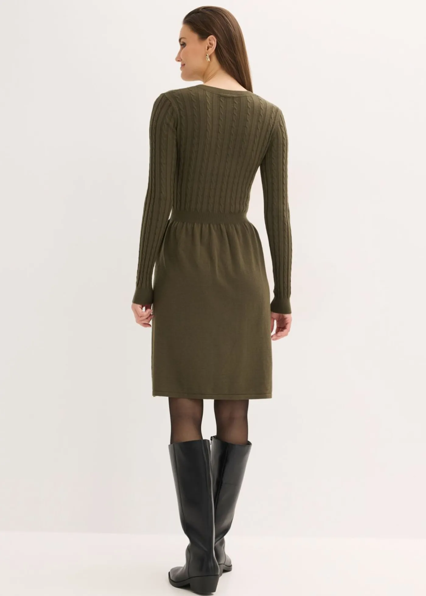 bonprix bonprix Vestido de punto de mezcla de viscosa oliva pálido moteado Outlet