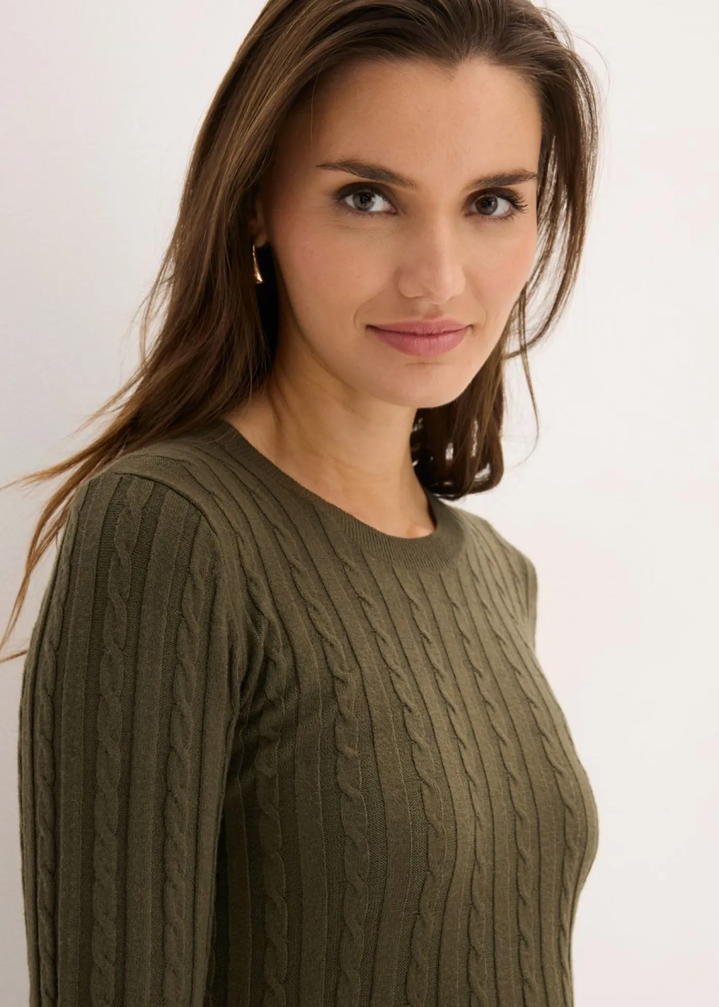 bonprix bonprix Vestido de punto de mezcla de viscosa oliva pálido moteado Outlet