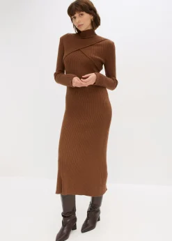 bonprix bonprix Vestido de punto de mezcla de viscosa suave Marrón pimiento Sale