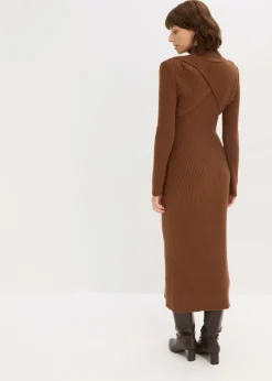 bonprix bonprix Vestido de punto de mezcla de viscosa suave Marrón pimiento Sale