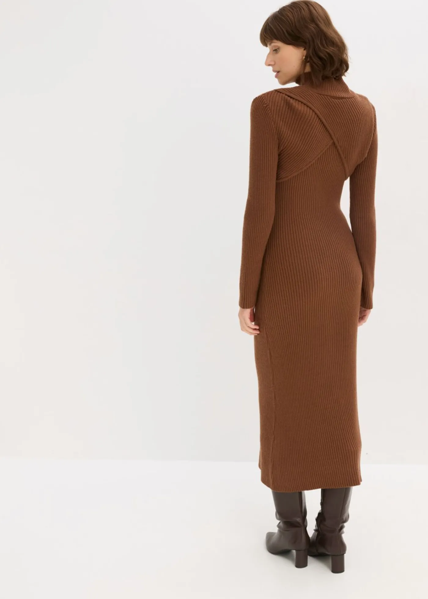 bonprix bonprix Vestido de punto de mezcla de viscosa suave Marrón pimiento Sale